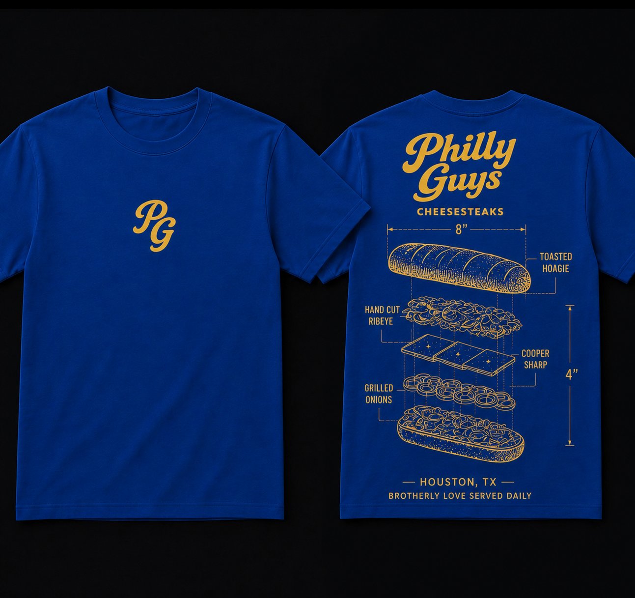 Philly Guys blueprint tee, front and back
